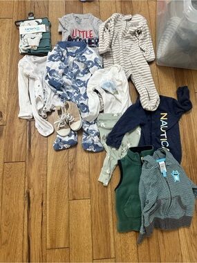 3-6 months carters nautica Burt’s bees baby Gerber sleepers onesies pants shoes